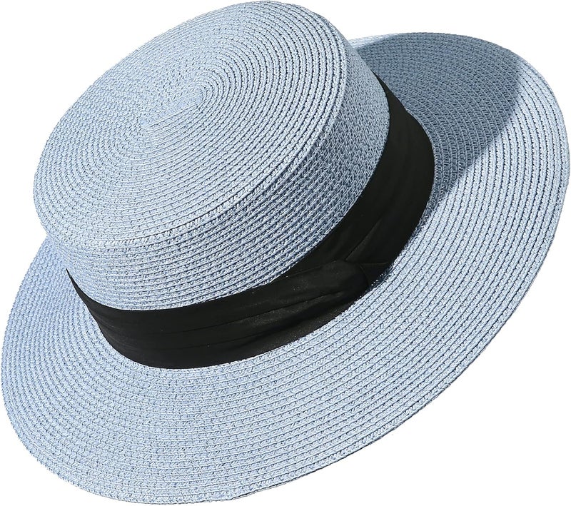 Lanzom Sun Hats for Women Wide Brim Straw Boater Hat Foldable Packable Beach Hat for Summer Fit Size 6 8/7-7 1/4 - Image 1
